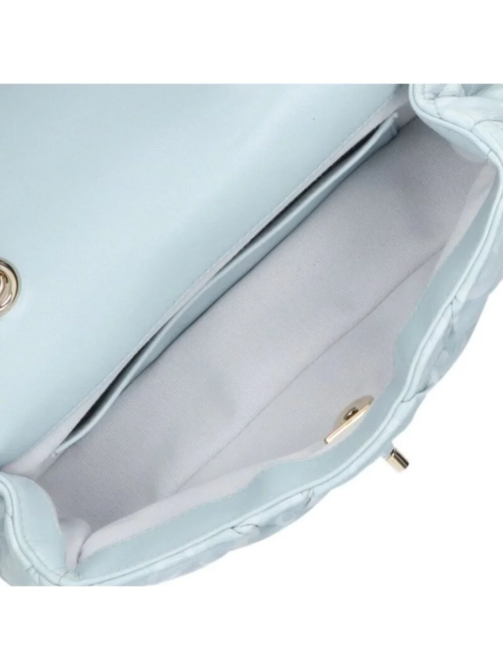 Chanel Mini Flap CC Logo Quilted Chain Shoulder Bag Light Blue